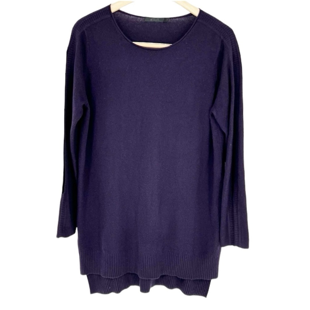 Raffi Eggplant cashmere Purple Sleeve CutOut Sweater Tunic‎